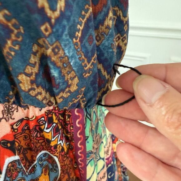 Suki So Juliet Hi Low Kasbah Print Tiered Ruffle Bandana Patchwork Boho Dress $3 - Picture 5 of 11